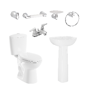 Combo manantial pro alongado botón con pedestal blanco
