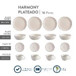 Vajilla Corona Harmony Plateado 4 puestos 16 piezas
