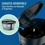 Cafetera Oster con Jarra de Vidrio Filtro Permanente 12 tazas Negra