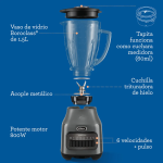 Licuadora Oster 6 vel + Pulso Vaso de Vidrio 1.5 Lt 800 W Gris