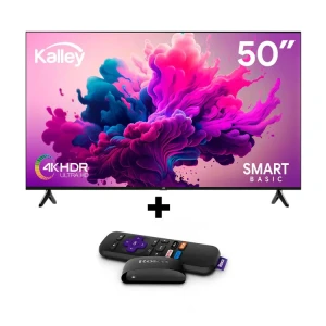 TV KALLEY 50" Pulgadas 126 cm 4K UHD Smart TV Linux + Roku Express