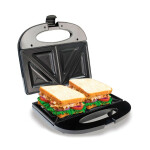 Sanduchera Negra Con Platos Sandwich Antiadherente 2 Puestos