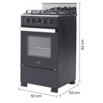 Estufa de Piso HACEB 4 Puestos Con Horno Gas Natural Romero Cristal Negro