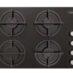 Estufa de Empotrar HACEB 60cms 4 Puestos Gas Natural Cristal Hierro Fundido CUB 60-43 Negro